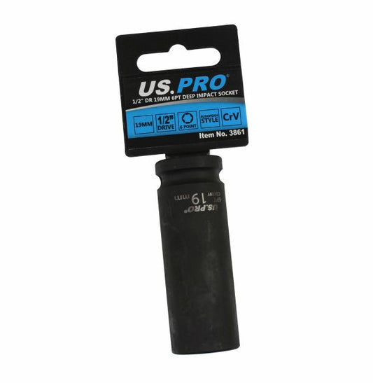 US PRO - SINGLE 1/2" DR 19MM 6PT DEEP IMPACT SOCKET - SBW Trading Limited