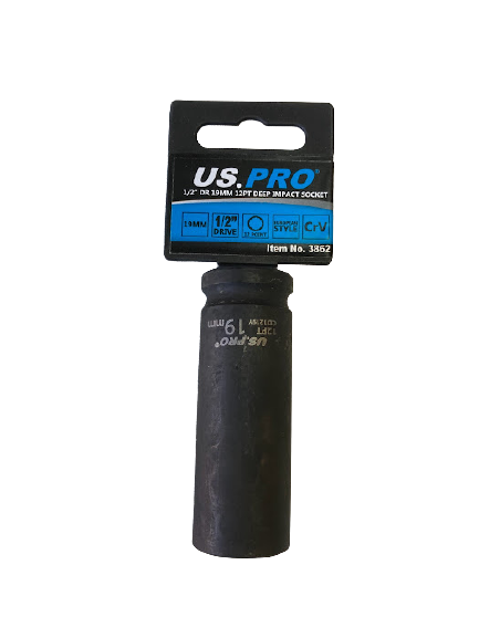 US PRO - SINGLE 1/2" DR 19MM 12PT DEEP IMPACT SOCKET - SBW Trading Limited