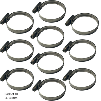 Hose clamps Jubilee Clips  30- 45mm 10 pack Zinc plated Steel Clip US PRO 2997 - SBW Trading Limited