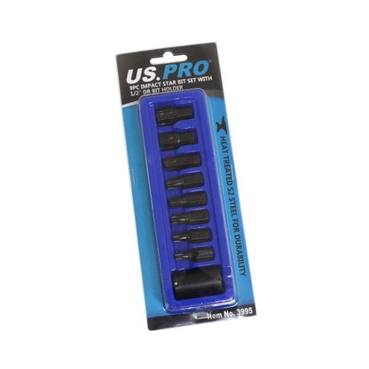 US PRO - 9PC IMPACT STAR BIT SET WITH 1/2" DR BIT HOLDER - SBW Trading Limited