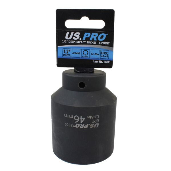 US PRO 46MM X 1/2" DR DEEP IMPACT SOCKET 6PT 79MM LONG - SBW Trading Limited