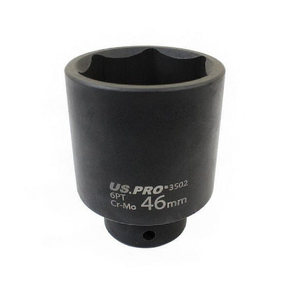 US PRO 46MM X 1/2" DR DEEP IMPACT SOCKET 6PT 79MM LONG - SBW Trading Limited