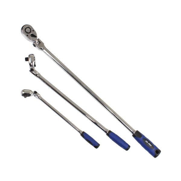 US PRO 3PC EXTRA LONG FLEXIBLE RATCHET SET 1/4", 3/8" & 1/2" DRIVES - SBW Trading Limited