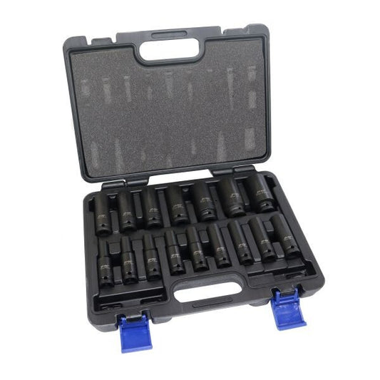 US PRO 16PC 1/2" DR 12PT EUROPEAN IMPACT SOCKETS - SBW Trading Limited