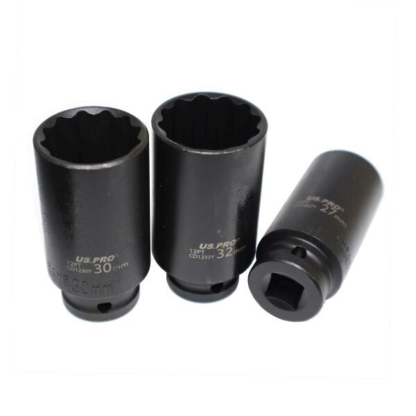 US PRO 16PC 1/2" DR 12PT EUROPEAN IMPACT SOCKETS - SBW Trading Limited