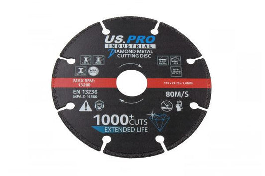 US PRO INDUSTRIAL 115 X 1.4 X 22MM DIAMOND METAL CUTTING DISC - SBW Trading Limited